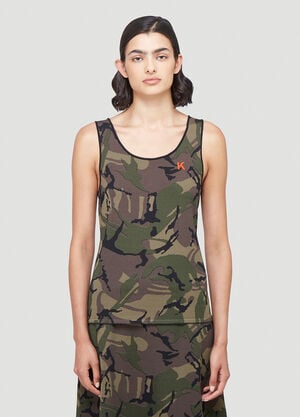 Kwaidan Editions Camouflage-Print Tank Top Brown kwe0240009