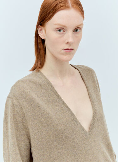Deep V Neck Sweater Lemaire Deep V Neck Sweater Beige lem0256011