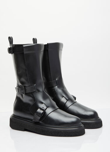 Max Mara Leather Biker Boots Black max0254058