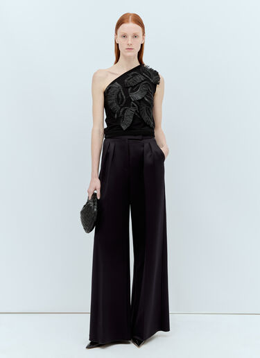Max Mara 원-숄더 니트 탑  블랙 max0256022