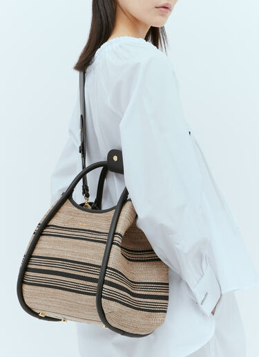 Max Mara 자카드 라피아 효과 마린 핸드백 베이지 max0256039