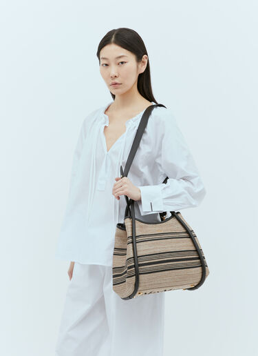 Max Mara 자카드 라피아 효과 마린 핸드백 베이지 max0256039
