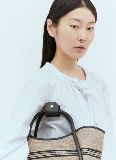 Max Mara 자카드 라피아 효과 마린 핸드백 베이지 max0256039