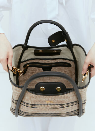 Max Mara 자카드 라피아 효과 마린 핸드백 베이지 max0256039
