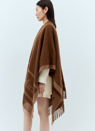 フリンジ付きウールマント Max Mara フリンジ付きウールマント ブラウン max0257035