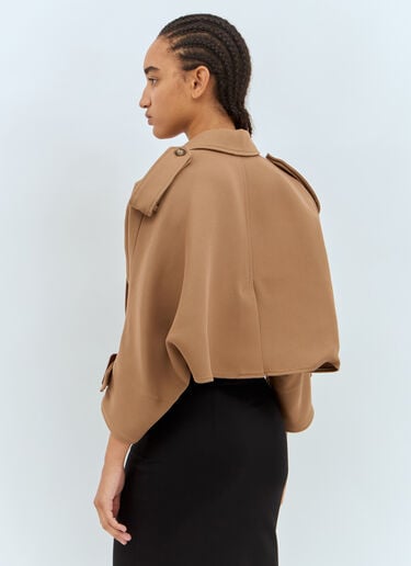 Max Mara Wool And Cotton Trench-Style Cape Camel max0257037