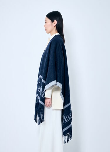 Max Mara Jacquard Wool Poncho Blue max0259022