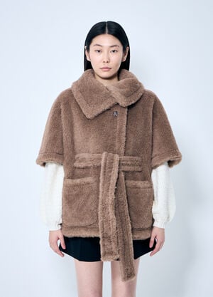 Max Mara 반팔 벨티드 테디 코트 베이지 max0259025