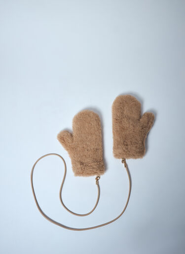 Max Mara Teddy Fabric Mittens Beige max0259028
