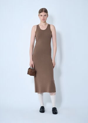 Max Mara Knitted Wool Midi Dress Brown max0261022