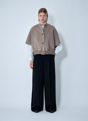 Max Mara Cashmere Logo Motif Poncho Beige max0261028
