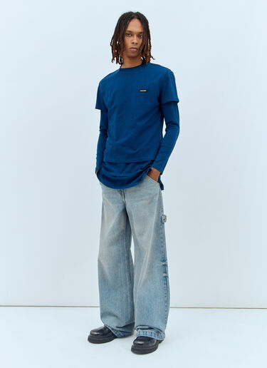 Miu Miu Set Of Three Logo-Patch T-Shirts Blue miu0157004