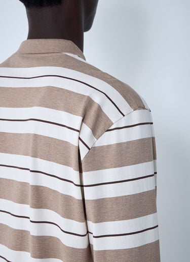 Striped Polo Shirt Miu Miu Striped Polo Shirt Beige miu0161009