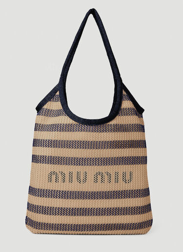 스트라이프 로고 토트백 Miu Miu 스트라이프 로고 토트백 Blue miu0252043