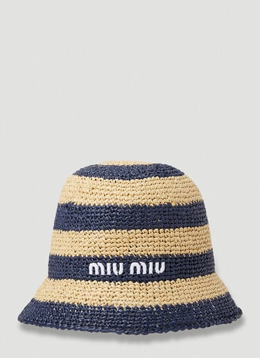 Logo Embroidered Crochet Bucket Hat Miu Miu Logo Embroidered Crochet Bucket Hat Blue miu0252052