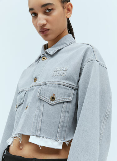 Denim Blouson Jacket Miu Miu Denim Blouson Jacket Grey miu0254025
