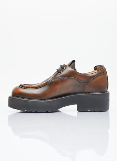Laced Fumé Leather Shoes Miu Miu Laced Fumé Leather Shoes Brown miu0254034