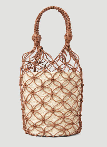 Leather Mesh And Straw Bucket Bag Miu Miu Leather Mesh And Straw Bucket Bag Natural miu0254072