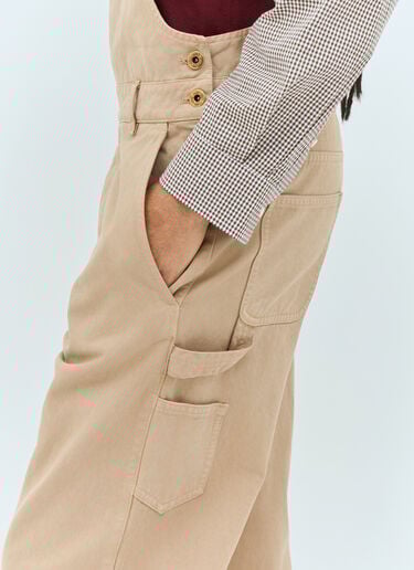 Logo Embossed Overalls Miu Miu Logo Embossed Overalls Beige miu0255001