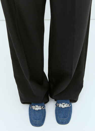 Miu Miu Crystal Embellished Denim Pumps Blue miu0255018