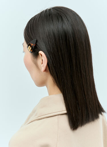 Miu Miu 로고 플라크 헤어 클립 골드 miu0255022