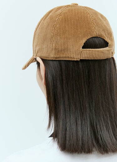 Miu Miu Embossed Logo Velvet Baseball Cap Camel miu0255024