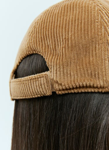 Miu Miu Embossed Logo Velvet Baseball Cap Camel miu0255024