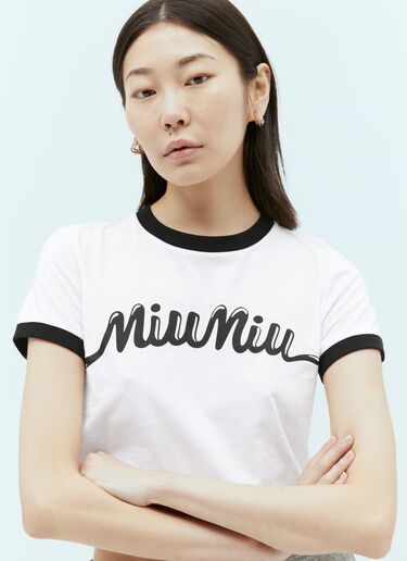 徽标印花短上衣 Miu Miu 徽标印花短上衣 白色 miu0256009
