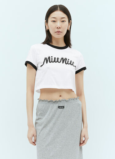 Miu Miu 徽标印花短上衣 白色 miu0256009