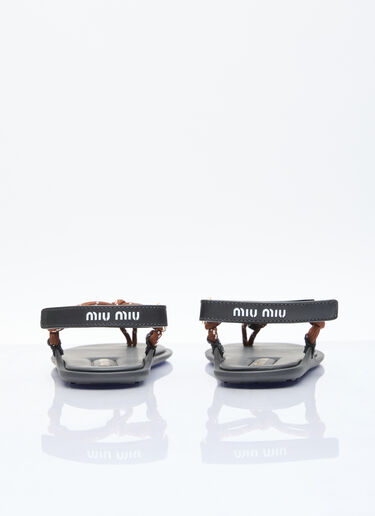 Miu Miu 리비에르 끈 & 가죽 샌들 브라운 miu0256048