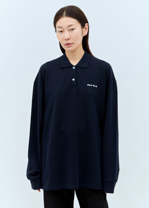Miu Miu 徽标刺绣 polo 上衣 藏蓝色 miu0257005
