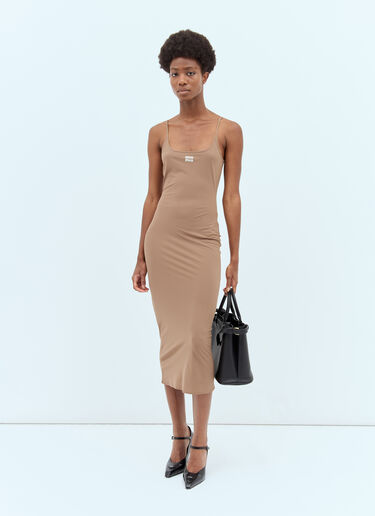Logo Applique Stretch-Jersey Dress Miu Miu Logo Applique Stretch-Jersey Dress Brown miu0257007