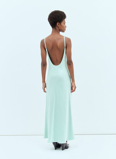Miu Miu Logo Patch Satin Dress Green miu0257008
