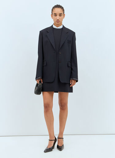 Miu Miu 徽标贴饰细条纹西装外套 蓝 miu0258015