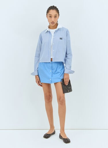 Poplin Mini Skirt Miu Miu Poplin Mini Skirt Blue miu0258037