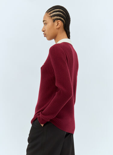 Ribbed Cashmere Polo Shirt Miu Miu Ribbed Cashmere Polo Shirt Burgundy miu0259016