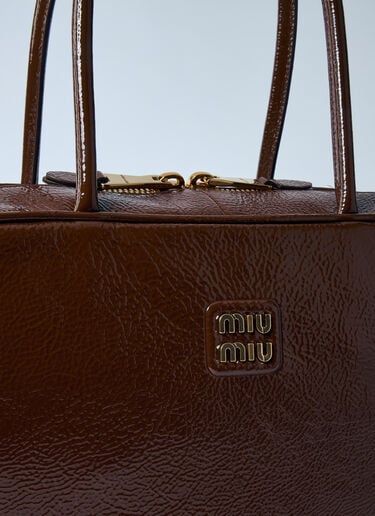 Miu Miu Beau Naplak Patent Shoulder Bag Brown miu0259030