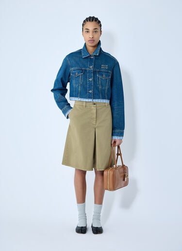 Miu Miu Contrast Hem Denim Jacket Blue miu0260013