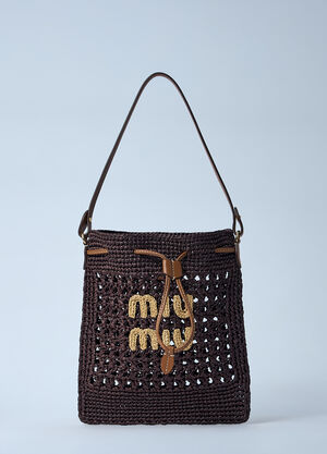 Miu Miu ミニ織りロゴモチーフバッグ ブラウン miu0260029