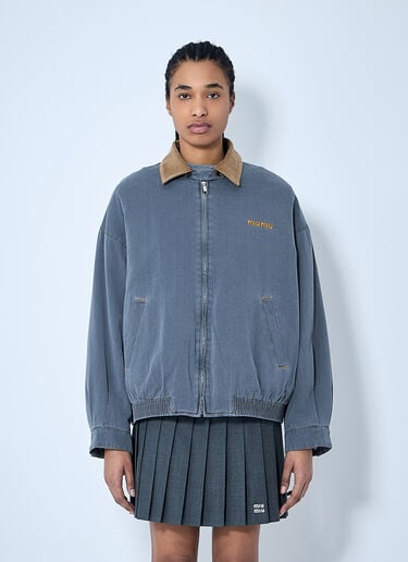 벨벳 칼라 샴브레이 재킷 Miu Miu 벨벳 칼라 샴브레이 재킷 그레이 miu0260064