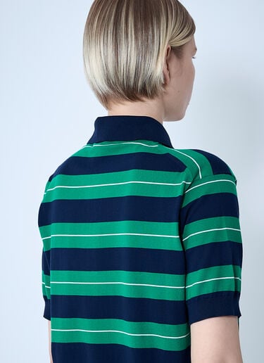 Striped Logo Motif Polo Shirt Miu Miu Striped Logo Motif Polo Shirt Blue miu0261003