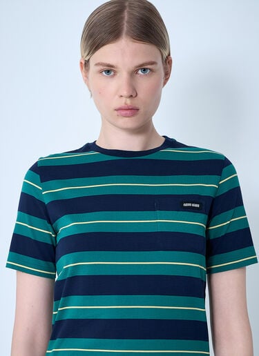 Striped Logo Motif T-Shirt Miu Miu Striped Logo Motif T-Shirt Pink miu0261007