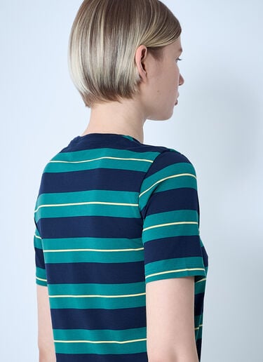 Striped Logo Motif T-Shirt Miu Miu Striped Logo Motif T-Shirt Pink miu0261007