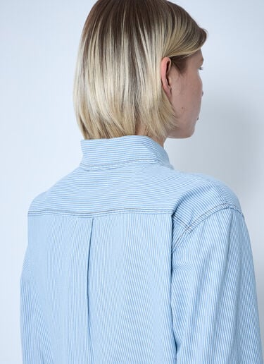 Miu Miu Striped Logo Motif Shirt Denim miu0261014