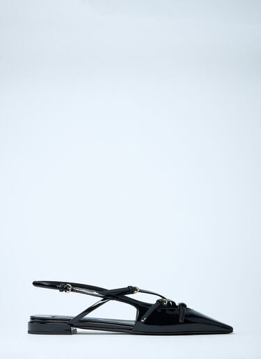 Miu Miu Patent Leather Slingback Ballerina Flats Black miu0261015