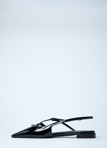 Miu Miu Patent Leather Slingback Ballerina Flats Black miu0261015