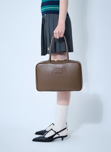 Miu Miu Beau Leather Shoulder Bag Grey miu0262052