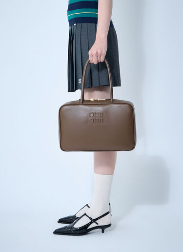 Beau Leather Shoulder Bag Miu Miu Beau Leather Shoulder Bag Grey miu0262052