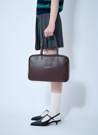 Beau Leather Shoulder Bag Miu Miu Beau Leather Shoulder Bag Grey miu0262053