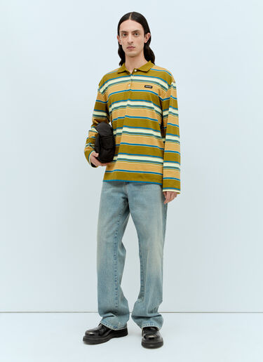 Miu Miu Striped Polo T-Shirt Green miu0356001